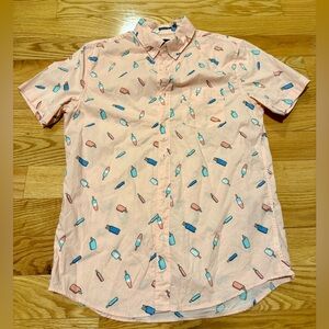 Men's Pink Patterned Short Sleeve Shirt